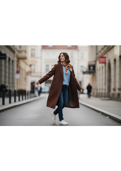 Turuncu Desenli Fular 70 x 70 fırsatları