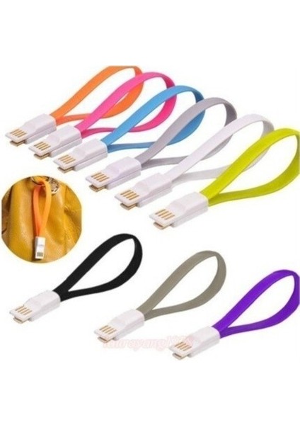 Micro USB 20 cm Mıknatıslı Powerbank Kablosu (Beyaz)