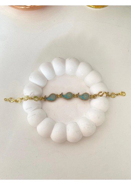 Mavi Mineli Otantik Model Pirinç Bileklik modelleri