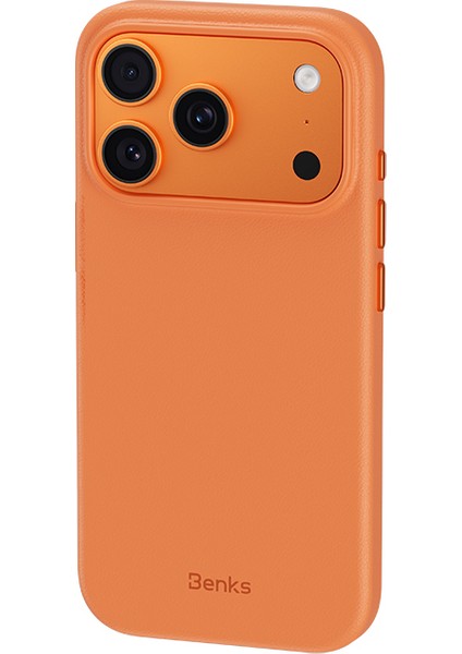 iPhone 17 Pro Max Uyumlu Kılıf M-Safe Şarj Özellikli Benks Vitapro Serisi Pu Deri Kapak Turuncu fiyatları