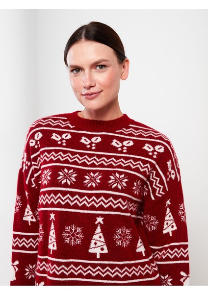 Yeni Sezon Bisiklet Yaka Yılbaşı Temalı Uzun Kollu Kadın Triko Kazak fiyatları