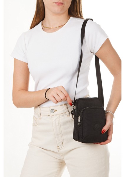 Kadın Telefon Bölmeli Çapraz El ve Omuz Çantası – Siyah – NEW362