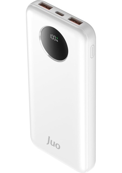 Juo 10000MAH 22.5W Dijital LED Ekranlı Taşınabilir Hızlı Şarj Cihazı Powerbank Beyaz