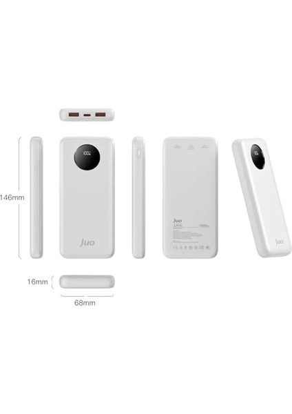 Juo 10000MAH 22.5W Dijital LED Ekranlı Taşınabilir Hızlı Şarj Cihazı Powerbank Beyaz modelleri