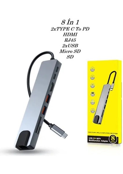 8 In 1 Type C To Hdmı, Sd/ Tf, 2 USB 3.0, Usb-C Pd
