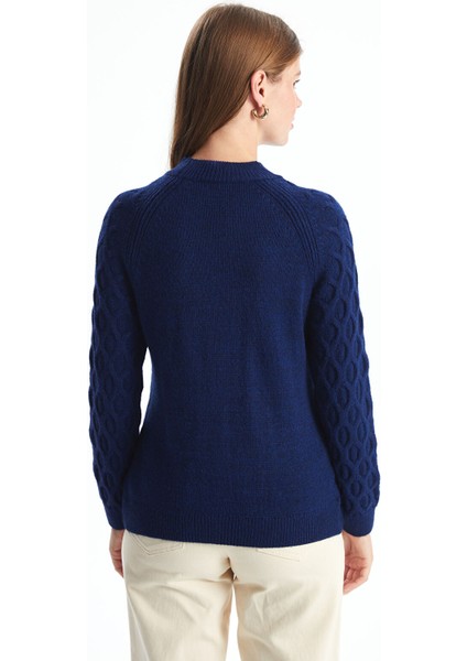 Yeni Sezon Bisiklet Yaka Kendinden Desenli Uzun Kollu Kadın Triko Kazak fırsatları