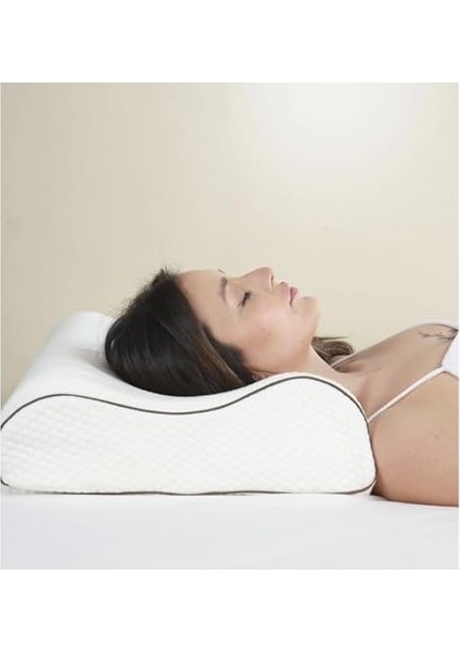 Çift Taraflı Ortopedik Visco Yastık, 60X40X14/12 Cm, Boyun Destekli, Beyaz fiyatları