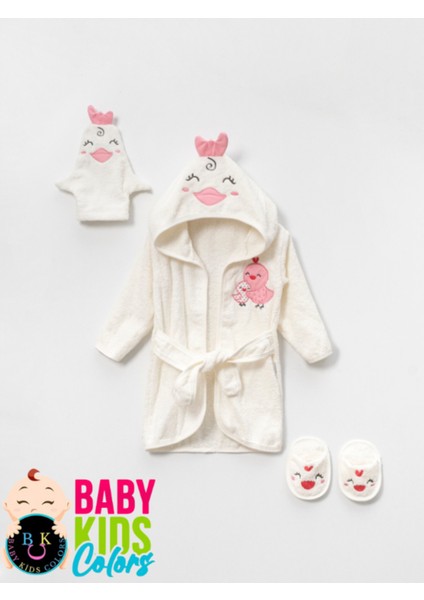 Kutulu 4 Parça Civciv Kapşonlu %100 Pamuk Bebek Bornoz Takımı modelleri