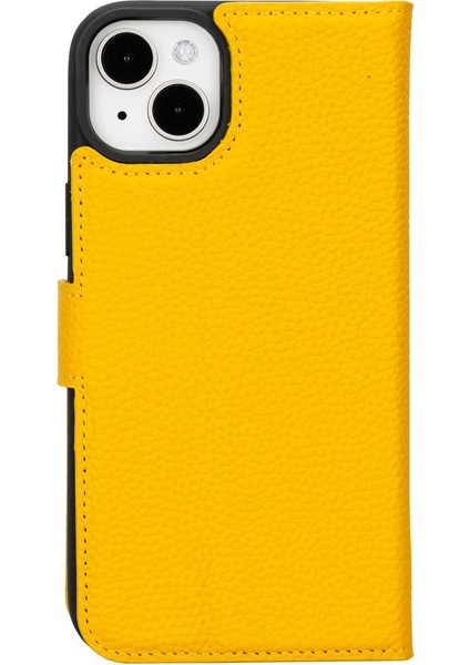 Apple iPhone 15 Plus Uyumlu Deri Cüzdanlı Kılıf Mwwn FL12 Sarı indirimleri