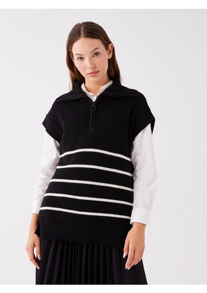 Yeni Sezon Gömlek Yaka Çizgili Oversize Kadın Triko Süveter