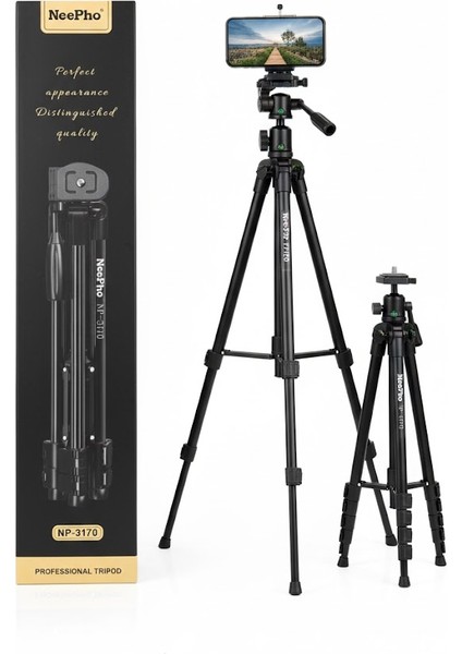 iPhone 17 Pro Uyumlu Tripod Video Kamera Aksiyon Kamera 105 cm Yükseklik Portatif Taşınabilir NP3170