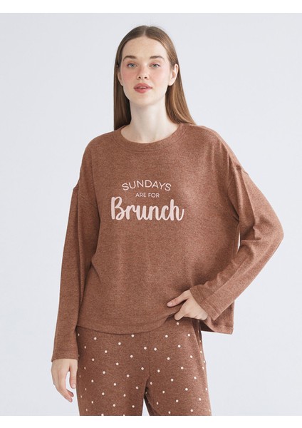 Yeni Sezon Bisiklet Yaka Baskılı Kadın Pijama Takımı fiyatları