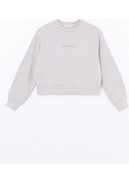 Yeni Sezon Bisiklet Yaka Baskılı Oversize Kadın Kalın Sweatshirt indirimleri