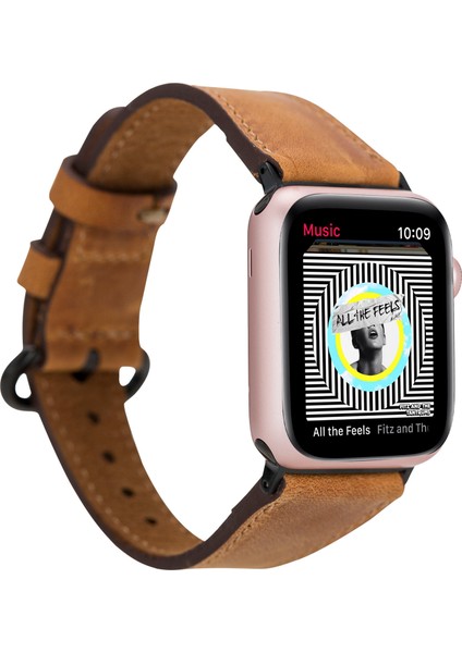 Apple Watch Uyumlu Deri Kordon 38-40-41MM Roma G19 Taba