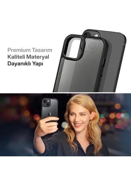 13 ve 14 Için Mat Materyal Metal Kamera Korumalı ve Metal Tuş Takımlı Ultra Güçlü Koruma Sağlayan ve Şık Görünümlü Premium Kılıf (Siyah, 13-14) modelleri