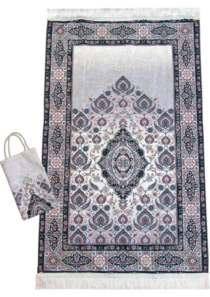 Ipeksi Dokulu Çantalı Kadife Seccade - Rumi Motifli, Pratik, Taşınabilir - Siyah fiyatları