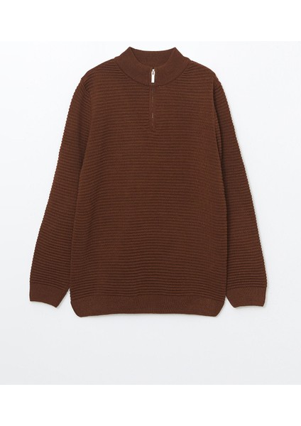 Yeni Sezon Dik Yaka Basic Uzun Kollu Erkek Çocuk Triko Kazak