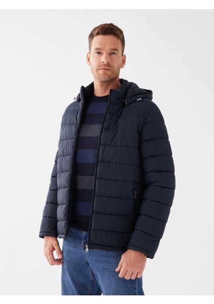 Yeni Sezon Standart Kalıp Kapüşonlu Erkek Şişme Mont