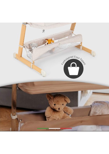 Lettino 4in1 Xl Büyüyebilen Anne Yanı Bebek Beşik Park Yatak 0-100 kg Gri