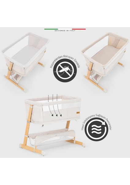 Lettino 4in1 Xl Büyüyebilen Anne Yanı Bebek Beşik Park Yatak 0-100 kg Gri