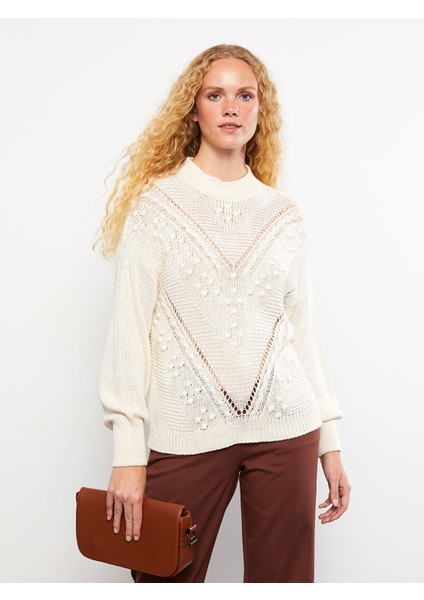 Yeni Sezon Dik Yaka Ajurlu Kadın Triko Kazak fiyatları