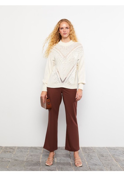 Yeni Sezon Dik Yaka Ajurlu Kadın Triko Kazak modelleri