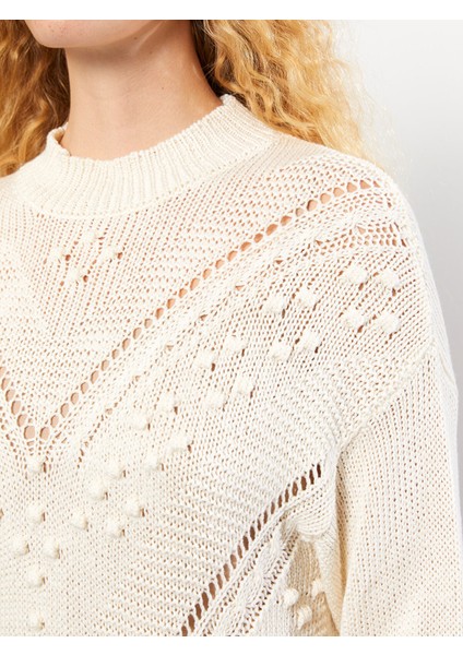 Yeni Sezon Dik Yaka Ajurlu Kadın Triko Kazak fırsatları