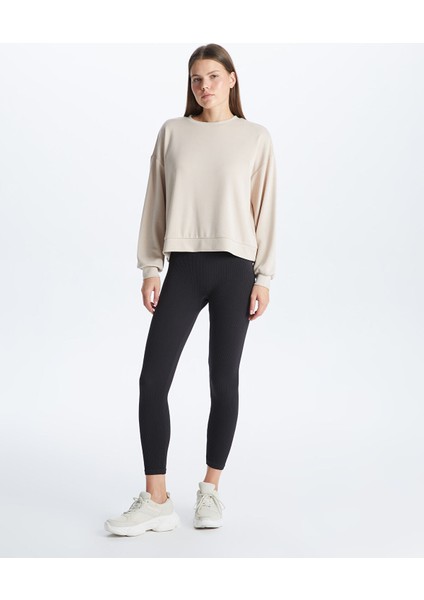 Yeni Sezon Beli Lastikli Düz Seamless Kadın Tayt