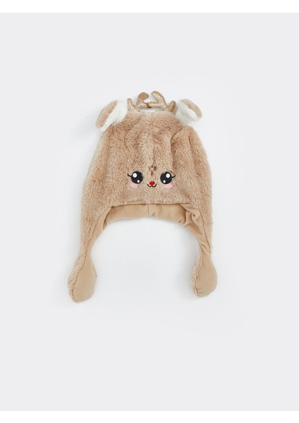 Yeni Sezon Hayvan Nakışlı Pelüş Kız Çocuk Kar Şapkası