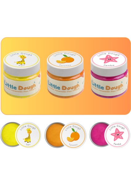 - Yaratıcı Figürlü Doğal Oyun Hamuru Kalıbı Seti - 3X150GR Doğal Oyun Hamuru -Sarı, Turuncu, Pembe modelleri