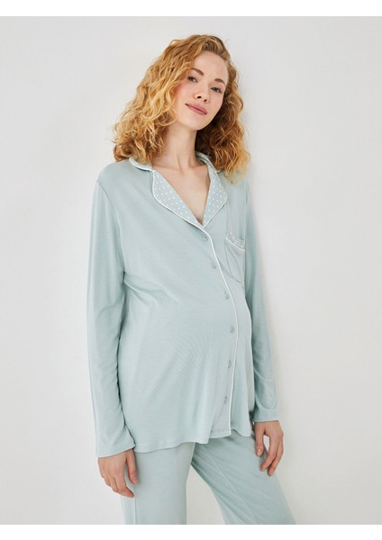 Yeni Sezon Gömlek Yaka Düz Uzun Kollu Hamile Pijama Takımı fiyatları