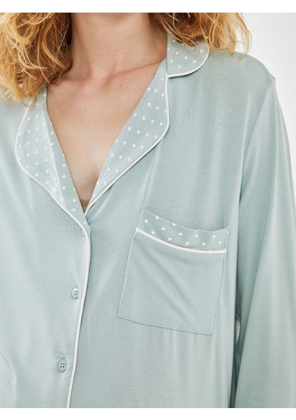 Yeni Sezon Gömlek Yaka Düz Uzun Kollu Hamile Pijama Takımı modelleri