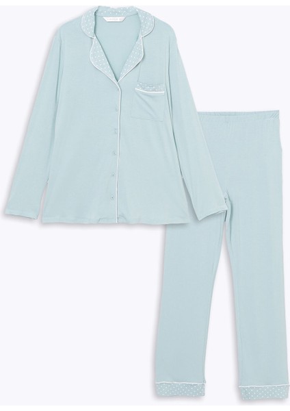 Yeni Sezon Gömlek Yaka Düz Uzun Kollu Hamile Pijama Takımı indirimleri