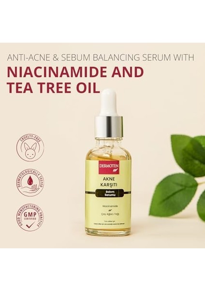 Dermoten Akne Karşıtı, Niacinamide ve Çay Ağacı Yağlı Cilt Bakım Serumu 30 ml fiyatları