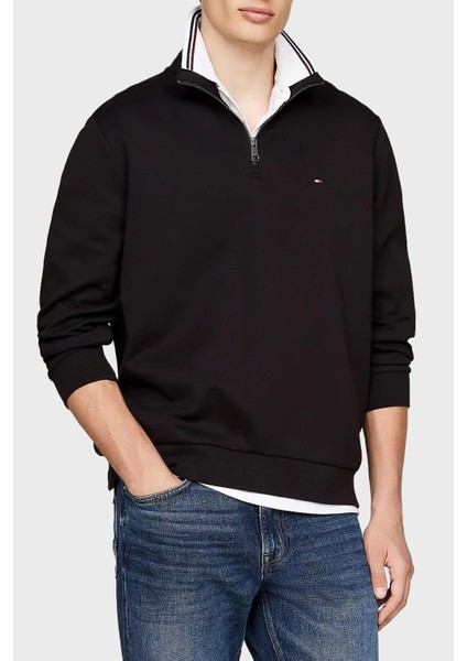 Pamuklu Regular Fit Fermuarlı Dik Yaka Kazak Erkek Kazak MW0MW36510 Bds