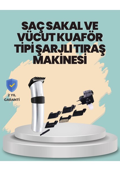 Profesyonel Erkek Tıraş Makinesi – Kablosuz, Paslanmaz Bıçaklı ve Tam Aksesuar