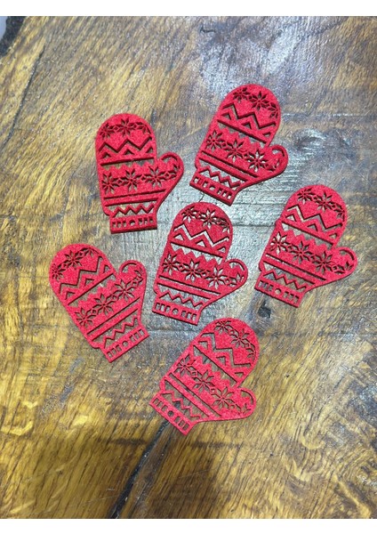 6 Adet Kırmızı Eldiven Keçe Arma 7x5 cm fiyatları