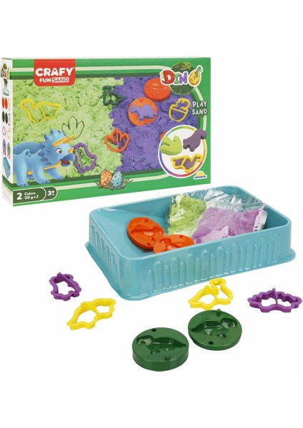 S02003618 Oyun Kum Set Dıno 2X125GR.MOR/YŞL.11PRÇ