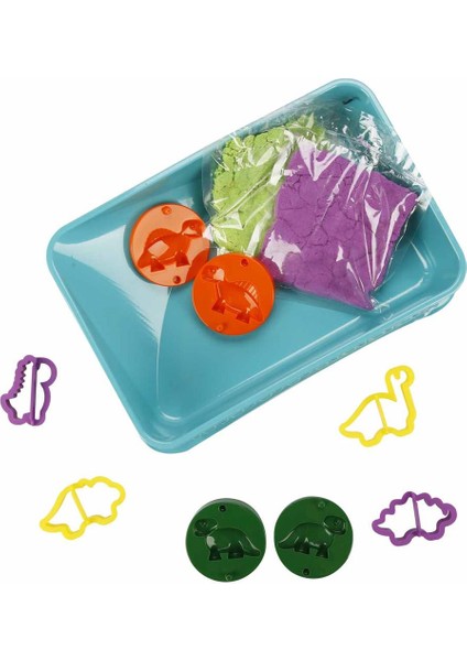 S02003618 Oyun Kum Set Dıno 2X125GR.MOR/YŞL.11PRÇ fırsatları