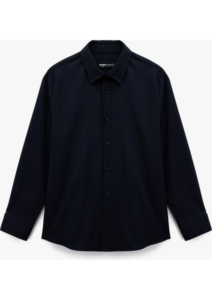 Regular Fit Viskon Karışımlı Klasik Yaka Uzun Kollu Gömlek