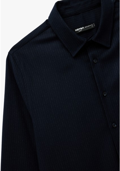 Regular Fit Viskon Karışımlı Klasik Yaka Uzun Kollu Gömlek modelleri