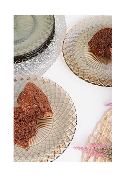 Belinda Cam Tatlı-Kek Tabağı 6&apos;lı Füme modelleri