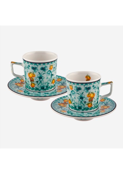 Arancia Turkuaz Porselen Kahve Fincan Seti 120 ml modelleri