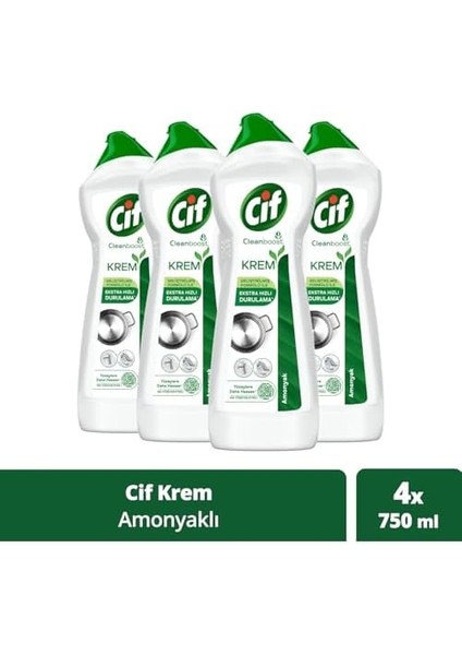 Cif Krem Yeni Nesil Yüzey Temizleyici Amonyak 750 ml X4 modelleri