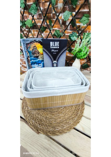 Bambu Organizer Sepet Takımı 3lü Dikdörtgen