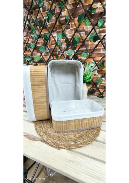 Bambu Organizer Sepet Takımı 3lü Dikdörtgen fiyatları