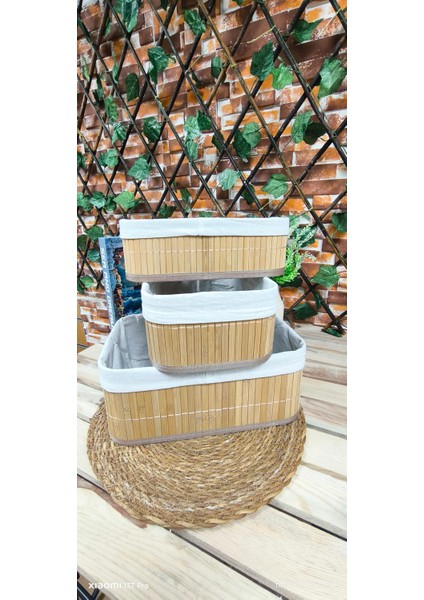 Bambu Organizer Sepet Takımı 3lü Dikdörtgen modelleri