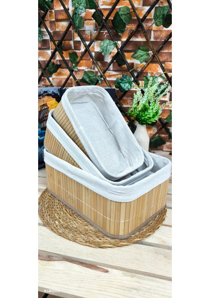 Bambu Organizer Sepet Takımı 3lü Dikdörtgen indirimleri