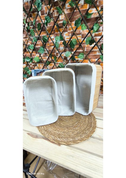 Bambu Organizer Sepet Takımı 3lü Dikdörtgen