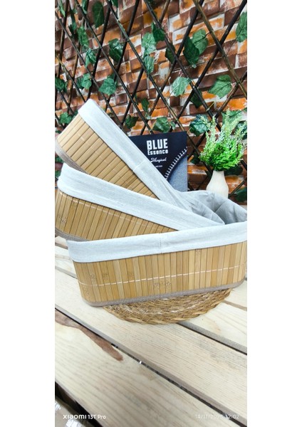 Bambu Organizer Sepet Takımı 3lü Dikdörtgen